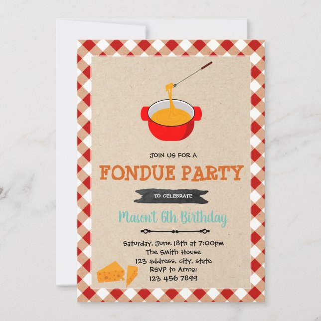 Fonduekäse-Party Einladung (Vorderseite)