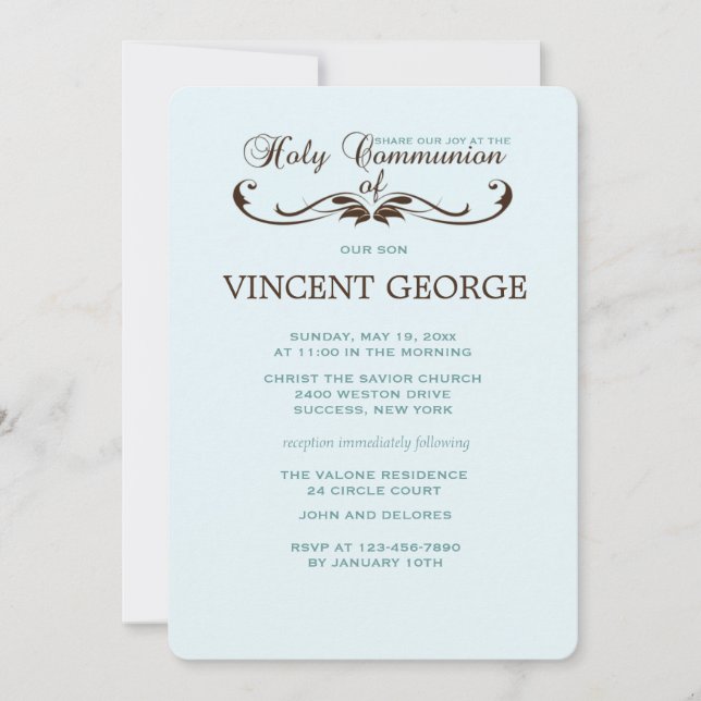 Font Élégante Sainte Communion Invitation (Devant)