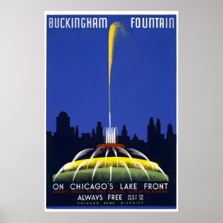 Fontaine Buckingham - Affiche de voyage à Chicago