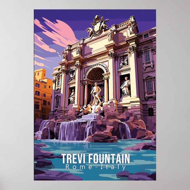 Fontaine de Trevi, affiche d'art touristique (Devant)