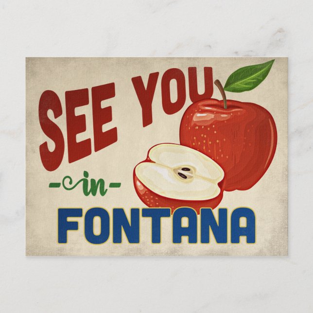 Fontana California Apple - Vintage Travel Postkarte (Vorderseite)