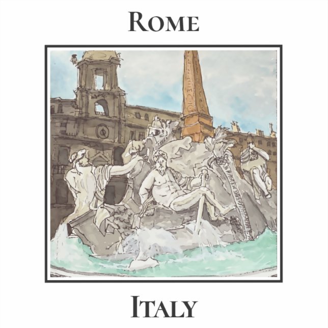 Fontana dei Quattro Fiumi. Rome, Italy Aufkleber (Vorderseite)