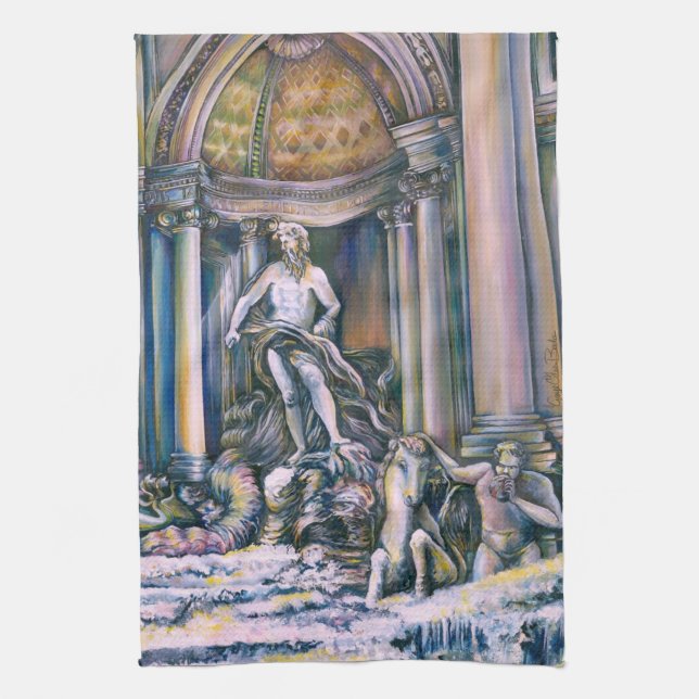 Fontana Di Trevi, Roma, Italien Geschirrtuch (Vertikal)