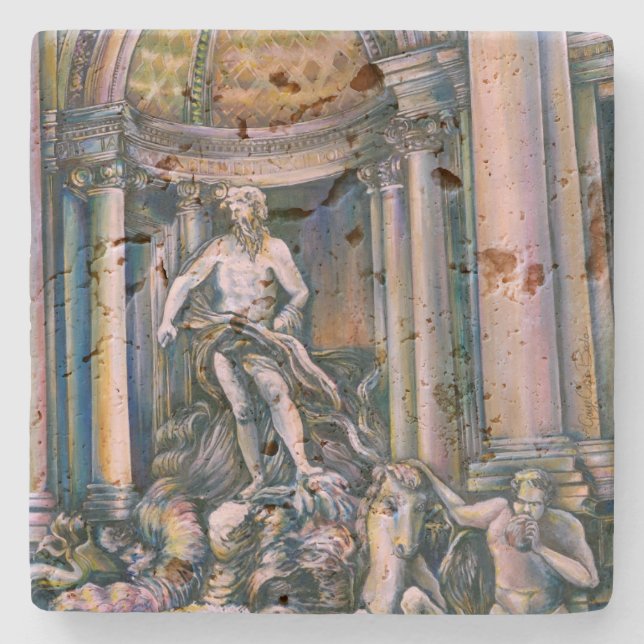 Fontana Di Trevi, Roma, Italien Steinuntersetzer (Vorderseite)