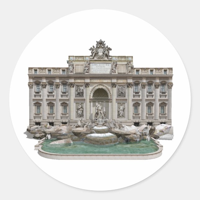 Fontana di Trevi: Trevi-Brunnen: 3D-Modell: Runder Aufkleber (Vorderseite)
