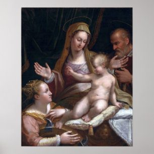 Fontana - Die heilige Familie mit der Heiligen Kat Poster