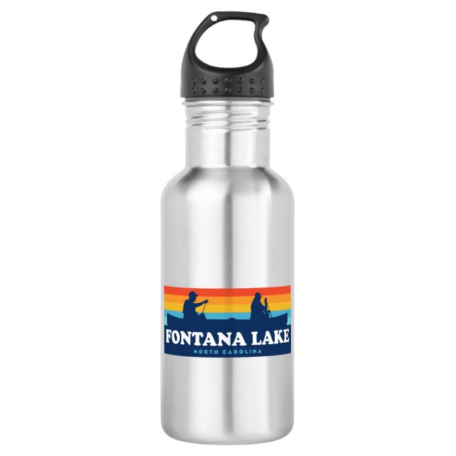 Fontana Lake North Carolina Canoe Edelstahlflasche (Vorderseite)