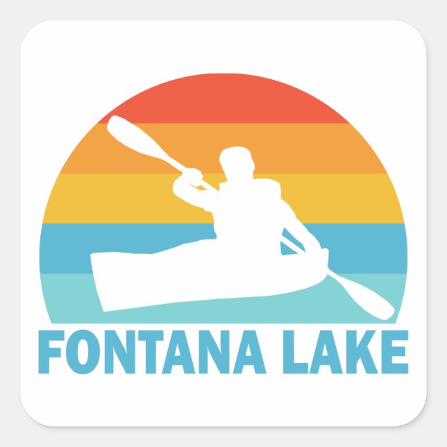 Fontana Lake North Carolina Kayak Quadratischer Aufkleber (Vorderseite)