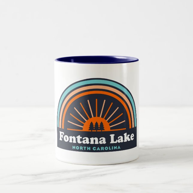 Fontana Lake North Carolina Rainbow Zweifarbige Tasse (Mittel)