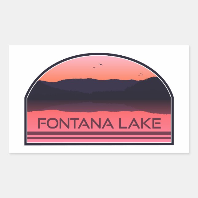 Fontana Lake North Carolina Red Sunrise Rechteckiger Aufkleber (Vorderseite)
