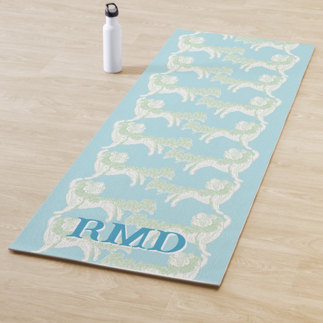 Foo Dog Waltz in Green and Aqua Personalized Yogamatte (Beispiel)