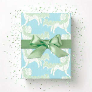 Foo Dog Waltz in Grün und Aquamarin Geschenkpapier