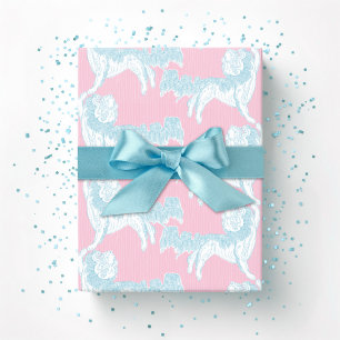 Foo Dog Waltz in Rosa und Aqua Geschenkpapier