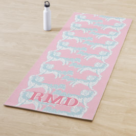 Foo Dog Waltz in Rosa und Aqua personalisiert Yogamatte