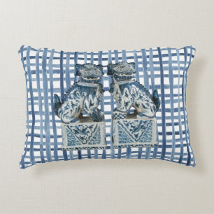 Foo Dogs Blue White Ginger Jar Throw Kissen