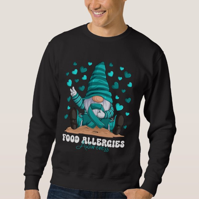 Food Allergies Awareness Month Teal Ribbon Gnome Sweatshirt (Vorderseite)