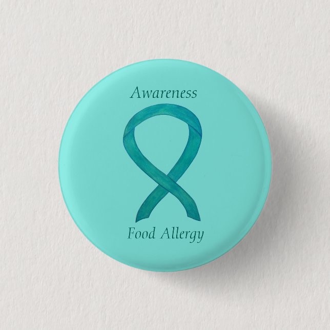 Food Allergity Awareness Green Ribbon Custom Art B Button (Vorderseite)
