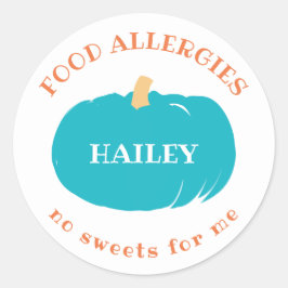 Food Allergy Alert Custom Aquamarin Pumpkin Hallow Runder Aufkleber