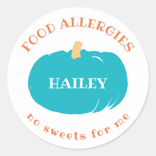 Food Allergy Alert Custom Aquamarin Pumpkin Hallow Runder Aufkleber