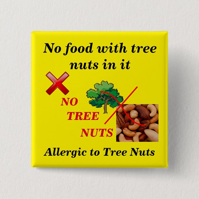 Food Allergy Alert Tree Nut Allergy Yellow Button (Vorderseite)