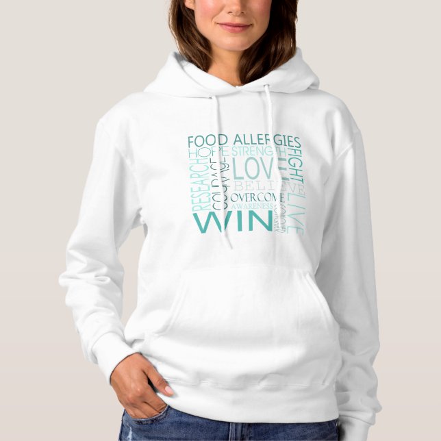 Food Allergy Awareness Square Words Hoodie (Vorderseite)