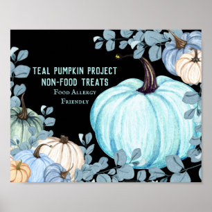 Food Allergy Friendly Aquamarin Pumpkin Black Back Poster