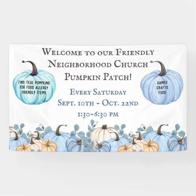 Food Allergy Friendly Aquamarin Pumpkin Patch Banner (Horizontal)