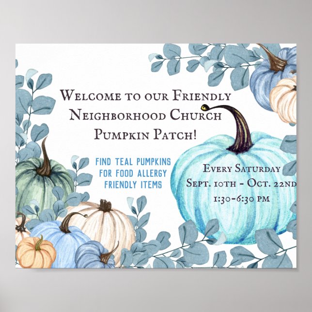 Food Allergy Friendly Aquamarin Pumpkin Patch Poster (Vorne)