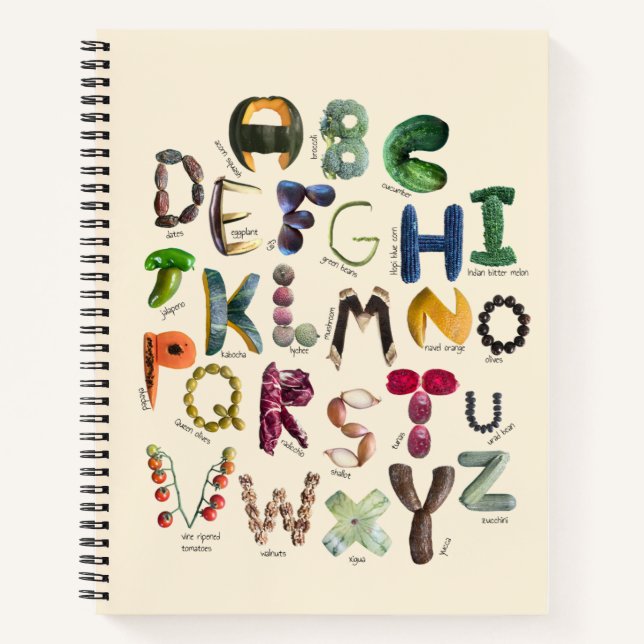 Food Alphabet - Essen Sie gesunde Früchte und Gemü Notizbuch (Vorderseite)