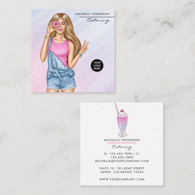 Food Catering Business Card Quadratische Visitenkarte (Vorne/Hinten)
