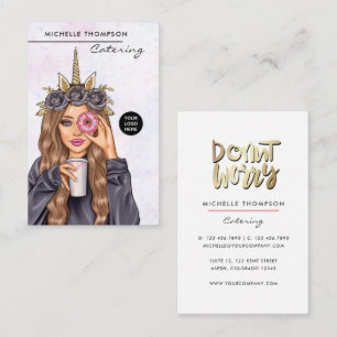 Food Catering Whimsical Unicorn Lady Visitenkarte