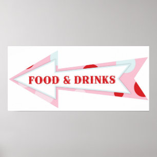 Food Drink Arrow Sign Carnival Circus Geburtstag L Poster