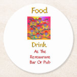 Food Drink At Restaurant Bar Or Pub White Runder Pappuntersetzer<br><div class="desc">Coasters</div>