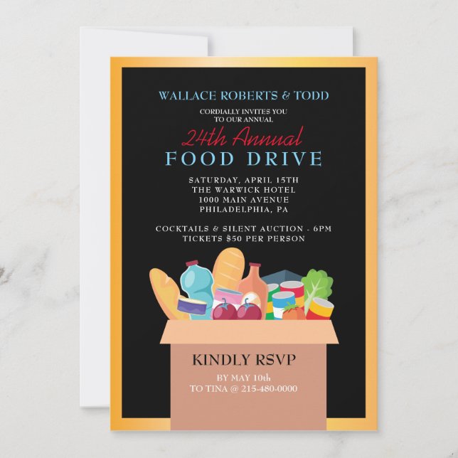FOOD DRIVE Auktion Corporate Gala Fundraiser Einladung (Vorderseite)