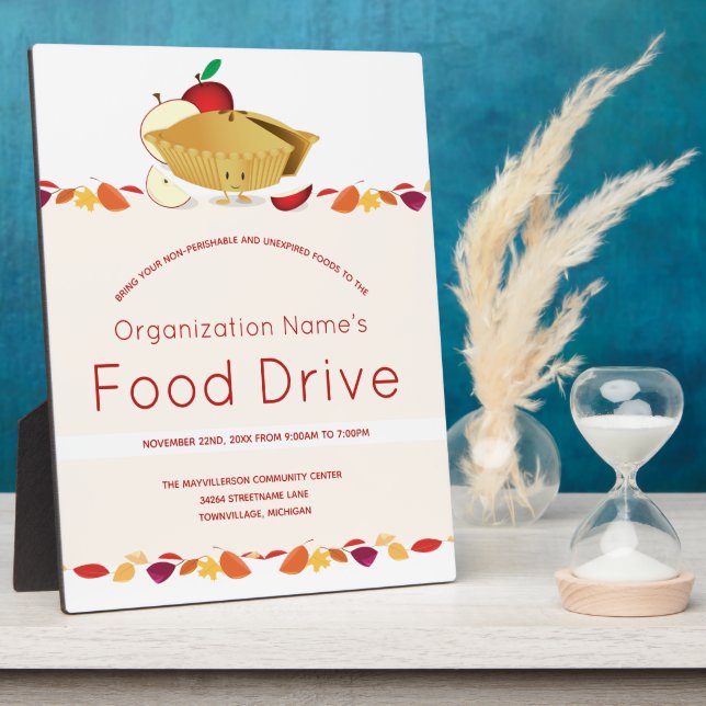 Food Drive Organization Name Leaves Pie Cartoon Fotoplatte (Seite)