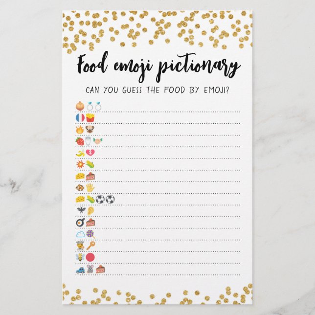 Food Emoji Pictionary game Quiz with Ansers (Vorderseite)