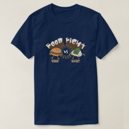 Food Fight! Burger vs. Rice Ball Funny Word Pun T-Shirt