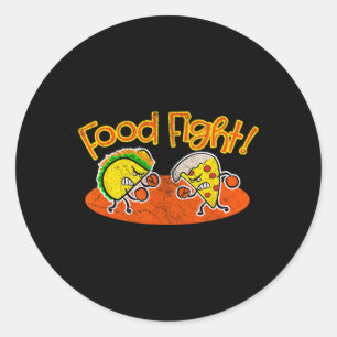 Food Fight - Funny Taco Pizza Slice Hungerfestunge Runder Aufkleber