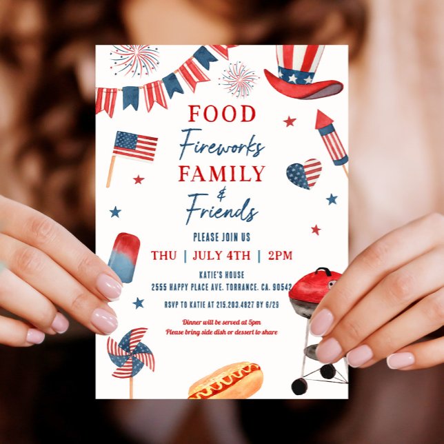 Food Fireworks Family and Friends 4. Juli GRILLEN Einladung (Von Creator hochgeladen)
