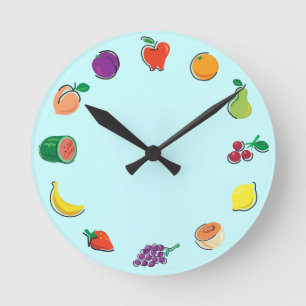 Food For Thought_Totally Fruity_light blue Runde Wanduhr
