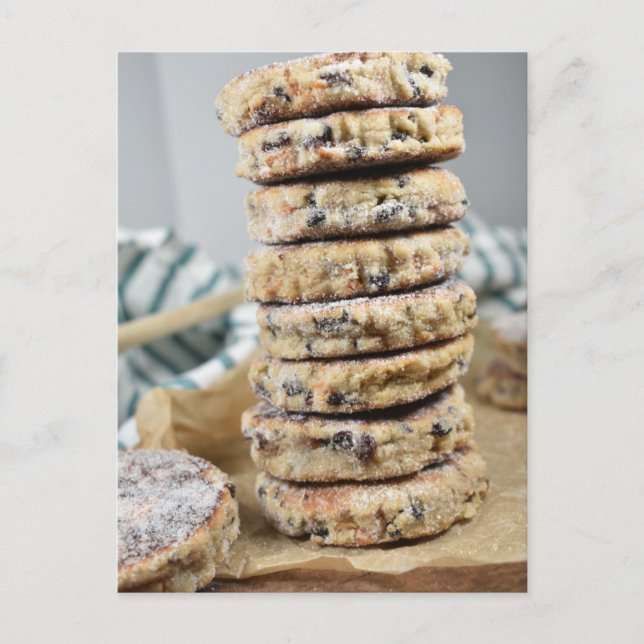 Food Fotografy British Pastry Welshcakes Stack Postkarte (Vorderseite)