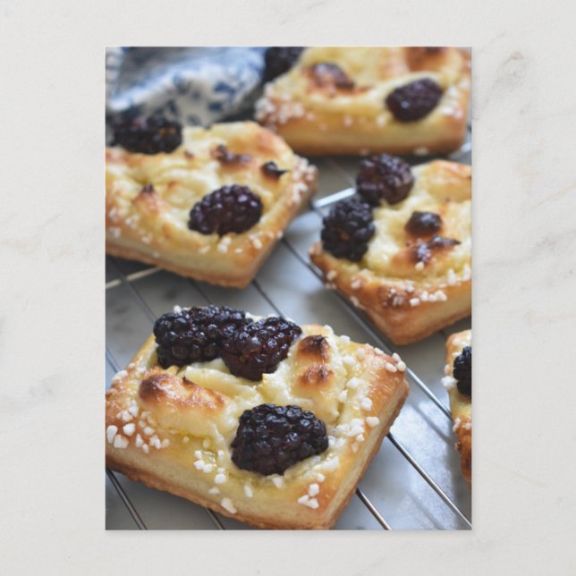 Food Fotografy Cream Cheese BlackBerry Dänisch Postkarte (Vorderseite)