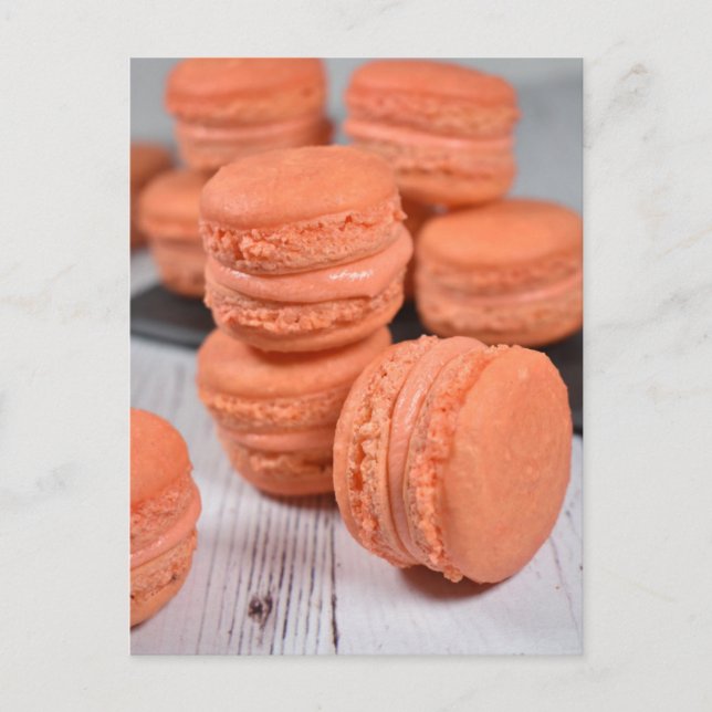 Food Fotografy Französisch Konditorei Peach Macaro Postkarte (Vorderseite)