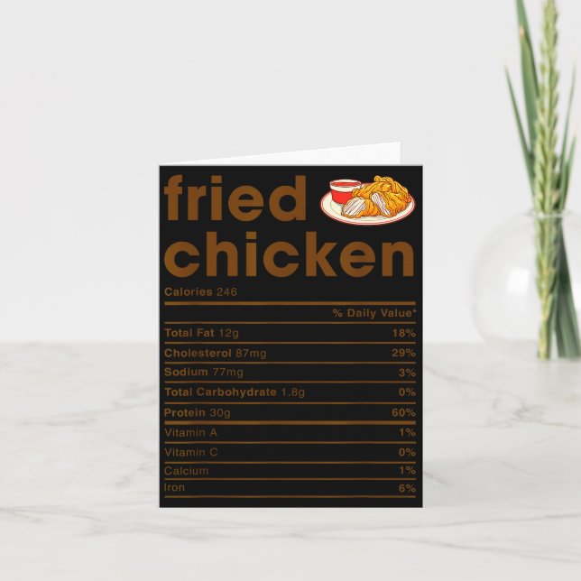 Food Nutrition Facts Shirts Co. Fried Chicken Nutr Karte (Vorderseite)