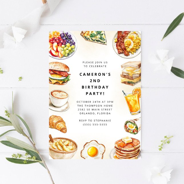 Food Party Watercolor Birthday Invitation (Créateur téléchargé)