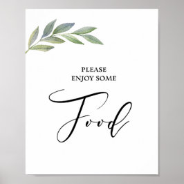 Food Table Sign Olive Leaf Greenery Wedding Poster