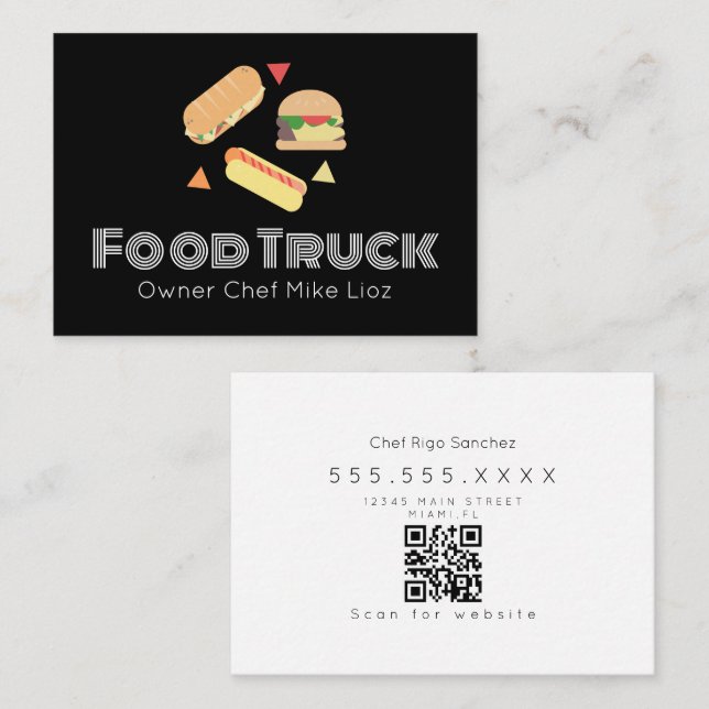 Food Truck Owner Burger Business Card Visitenkarte (Vorne/Hinten)