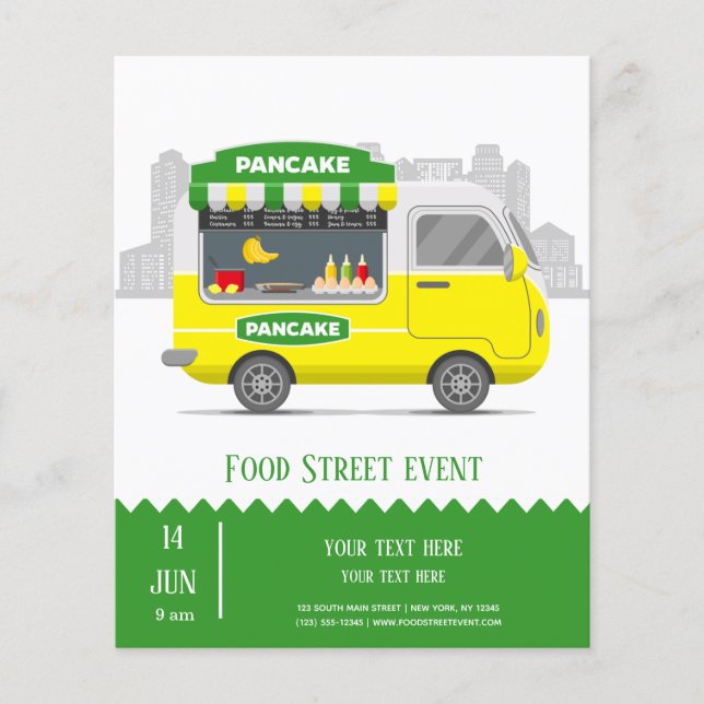 Food Truck Straßenpfannkuchen Flyer (Vorne)