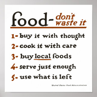 "Food - Verschwende es nicht"-Plakat Poster