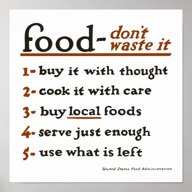 "Food - Verschwende es nicht"-Plakat Poster (Vorne)